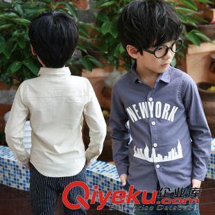 2015秋季新款男童韩版字母长袖衬衫工厂批发